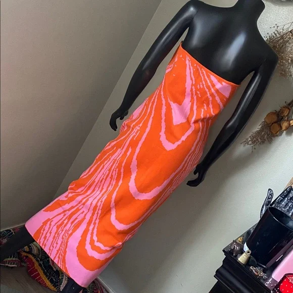 Fashion Nova Strapless New Lover Sweater MIDI Dress in Orange and Pink NWTs - Picture 8 of 11